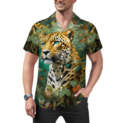 Leopard Flora - Cuban Collar Shirt