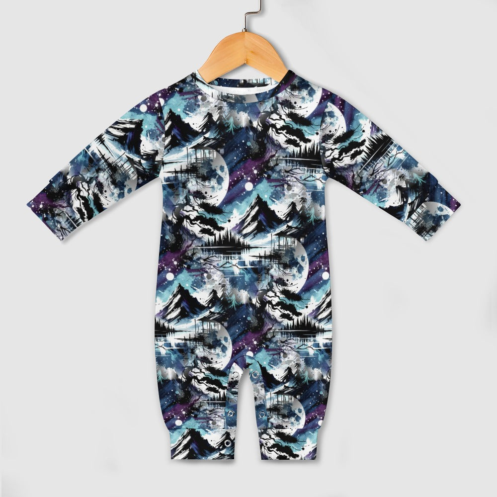 Silent Night - Patterned Baby Onesie - A Serene Winter Dream