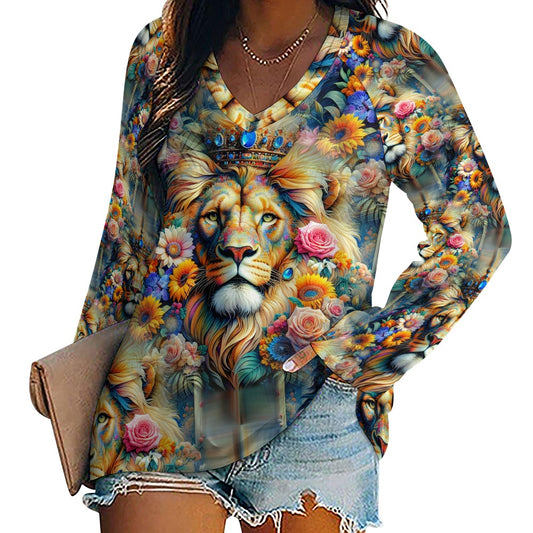 Lion's Floral Kingdom - Women's Tee - A Regal Roar