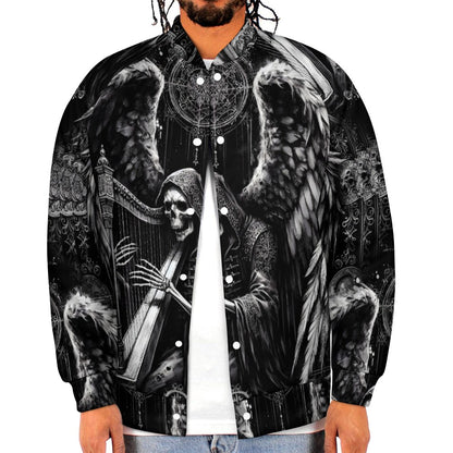 Harp of Shadows Gothic Baseball Jacket - A Haunting Harmony