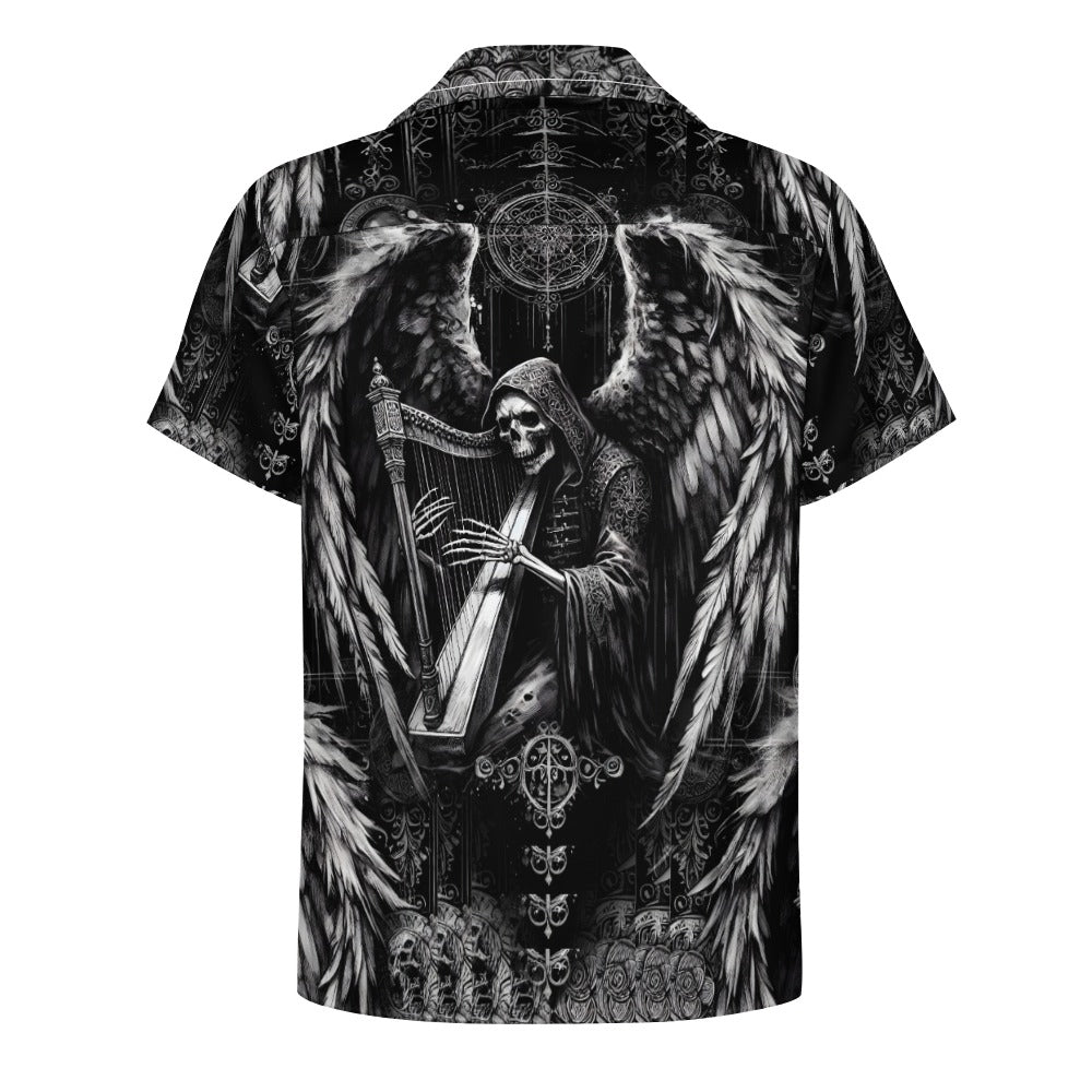 Harp of Shadows - Cuban Collar Shirt - A Dark, Mystical Melody