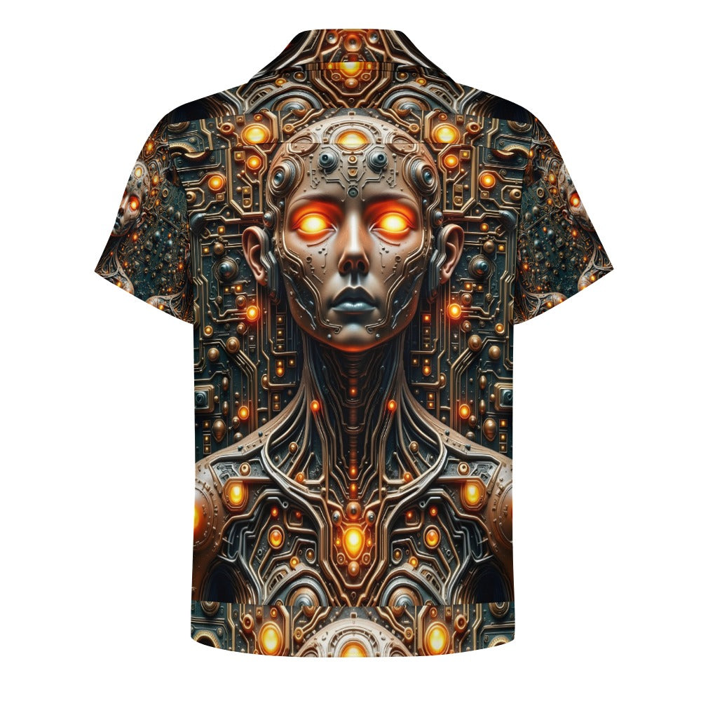 Circuit Soul - Cuban Collar Shirt - A Futuristic Fusion