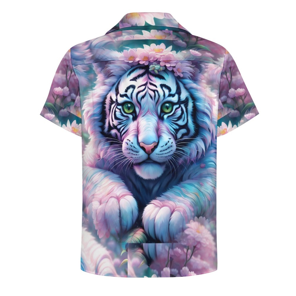 Adorable White Tiger - Cuban Collar Shirt