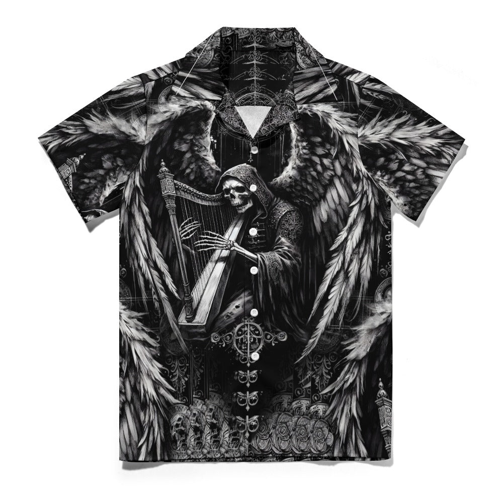 Harp of Shadows - Cuban Collar Shirt - A Dark, Mystical Melody