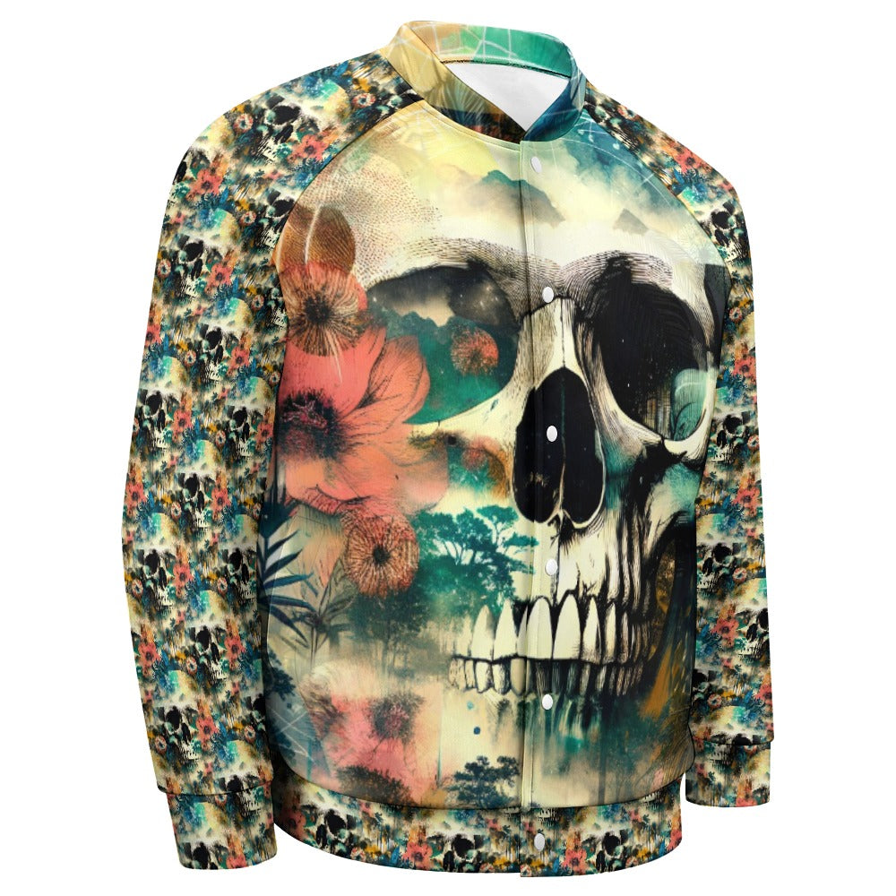 Spaced Out Skull - All-Over-Print Baseball Jacket