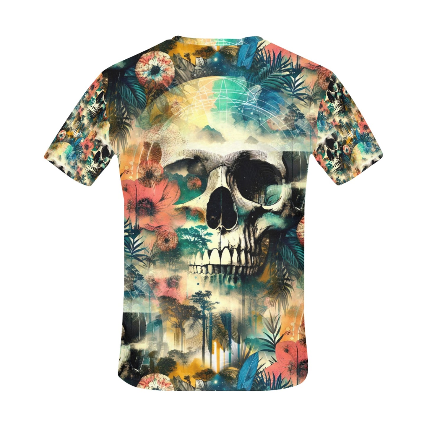 Spaced Out Skull - Unisex All Over Print T-Shirt