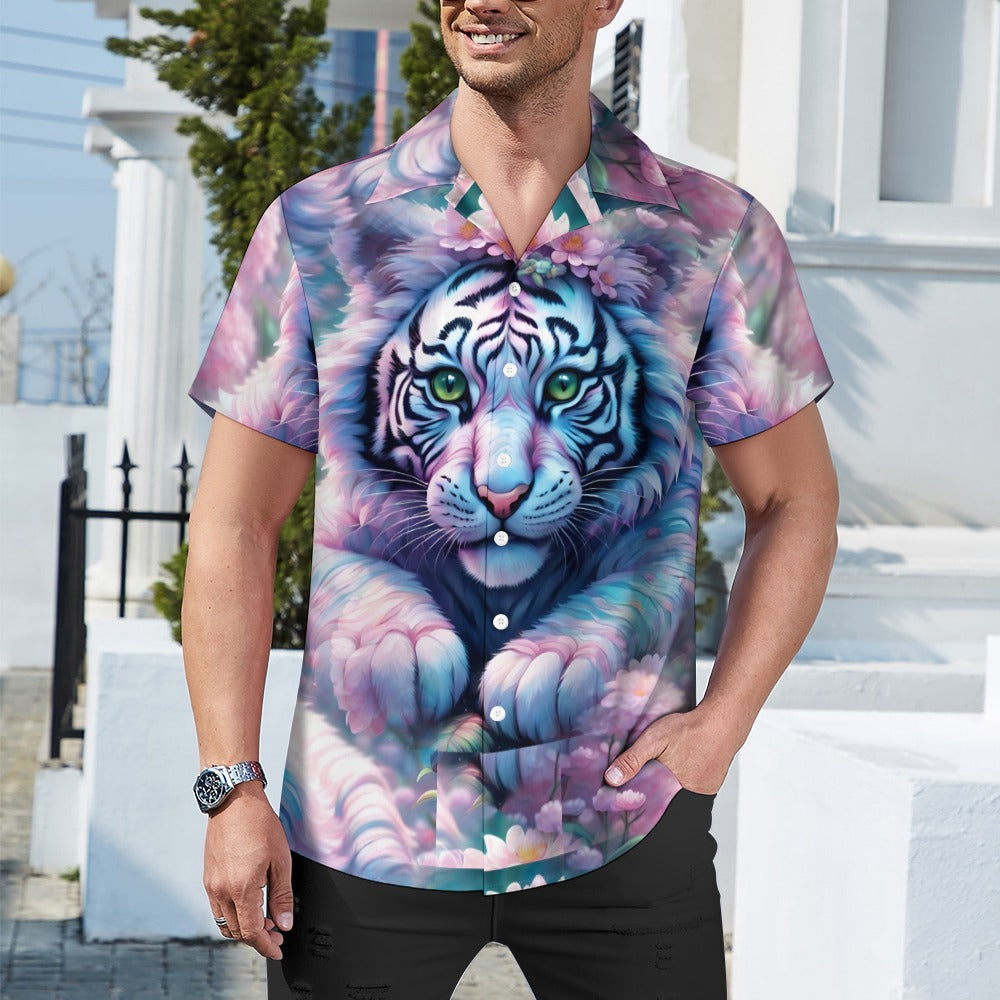 Adorable White Tiger - Cuban Collar Shirt