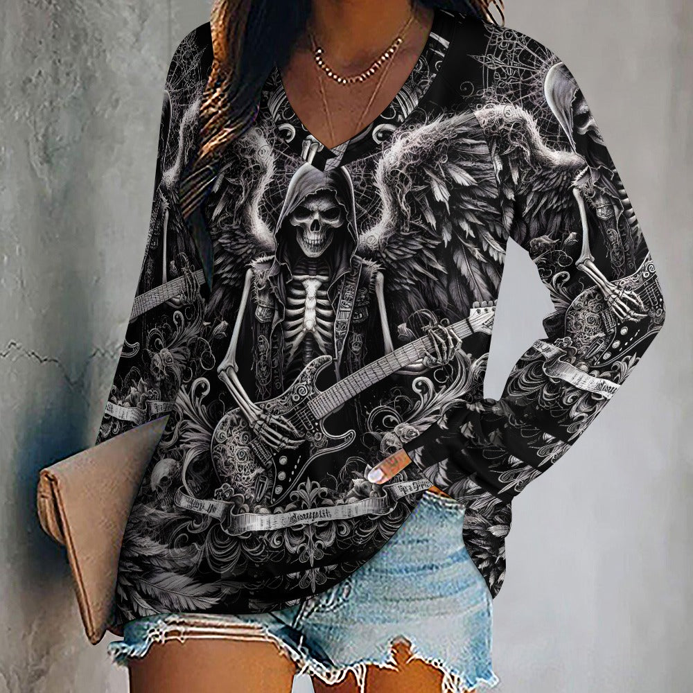 Ghoulish Guitarist: Strumming the Strings of Darkness Women's tee