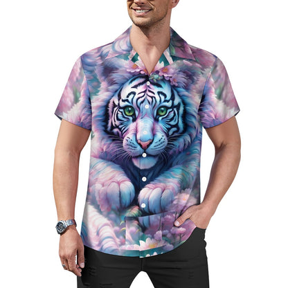 Adorable White Tiger - Cuban Collar Shirt