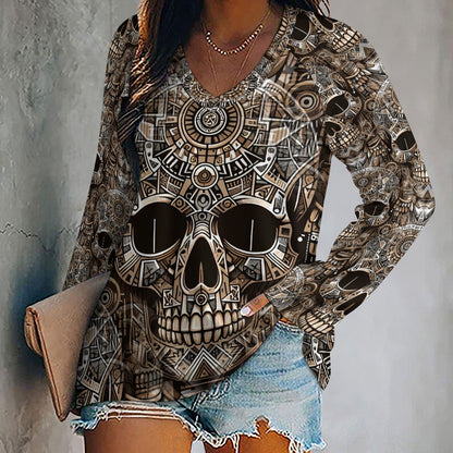 Skull Totem Design - Long Sleeve Tee