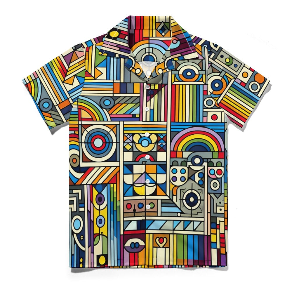 Rainbow Riot - Cuban Collar Shirt - A Vibrant Celebration