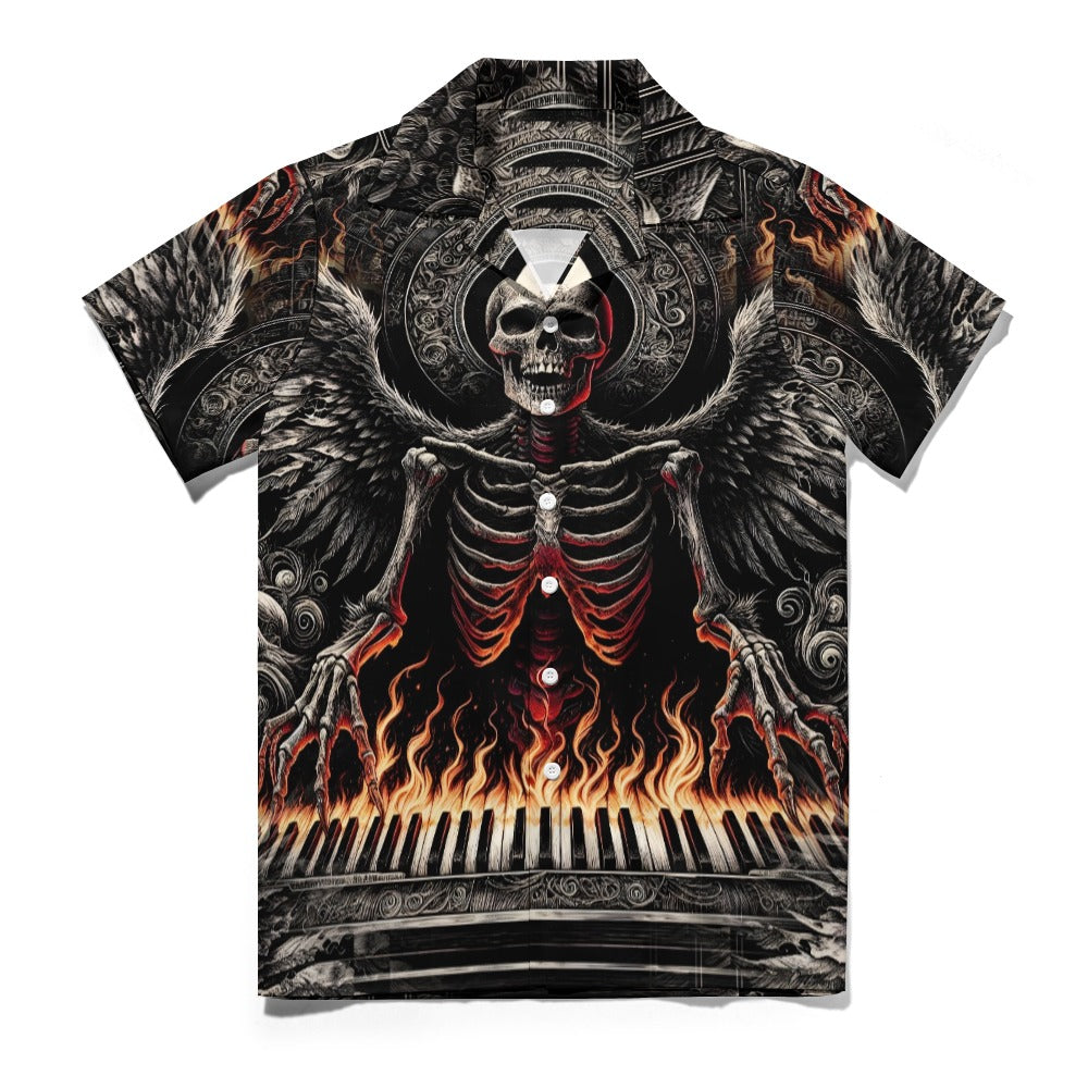 Piano of Souls - Cuban Collar Shirt - A Haunting Harmony