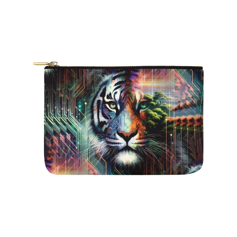 Cybernetic Jungle - Tech Nature Fusion Zip Pouch