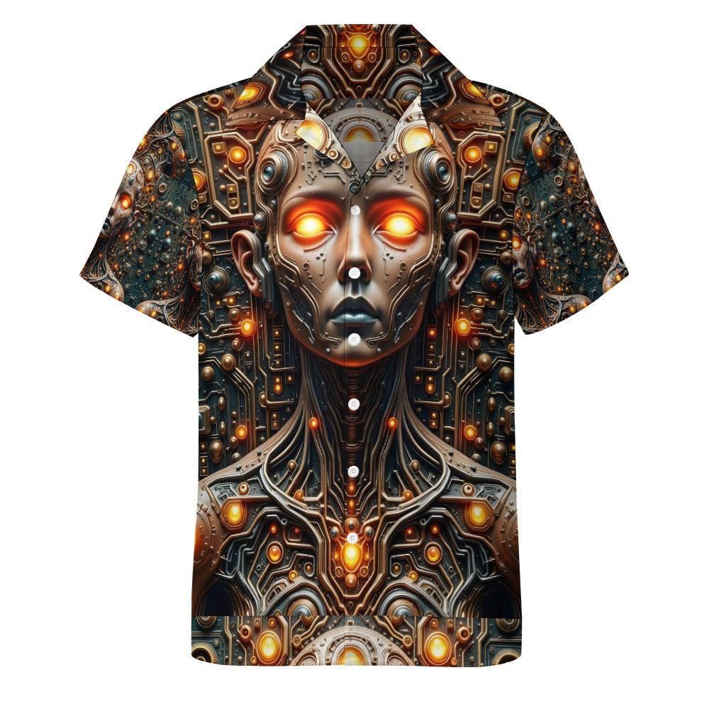 Circuit Soul - Cuban Collar Shirt - A Futuristic Fusion