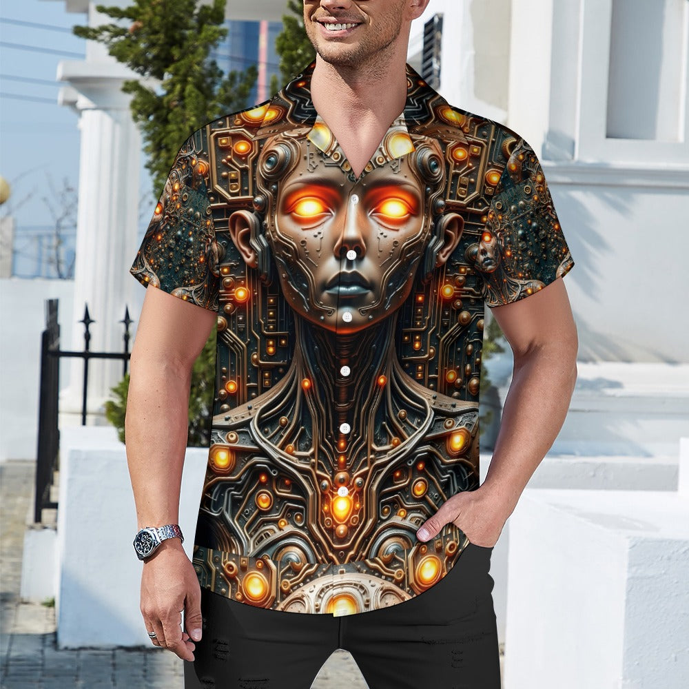 Circuit Soul - Cuban Collar Shirt - A Futuristic Fusion