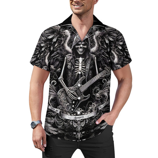 Ghoulish Guitarist - Cuban Collar Shirt - A Dark and Edgy Design