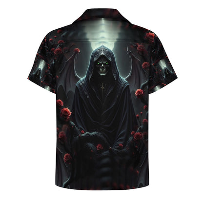 Midnight's Omen - Cuban Collar Shirt - A Dark and Mysterious Design