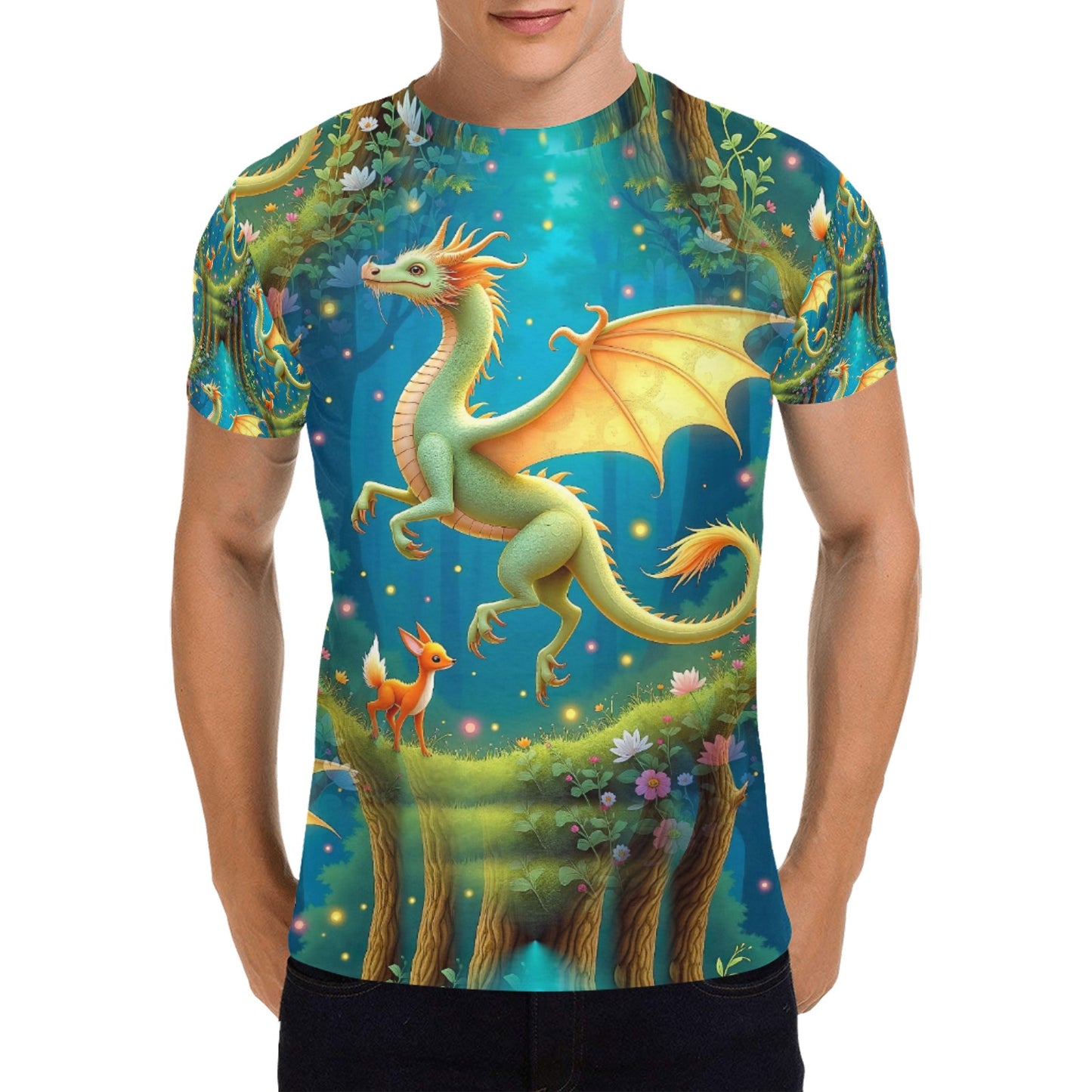 Dragon's Daydream - Unisex All Over Print Enchanted Forest T-Shirt