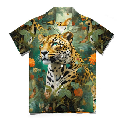 Leopard Flora - Cuban Collar Shirt