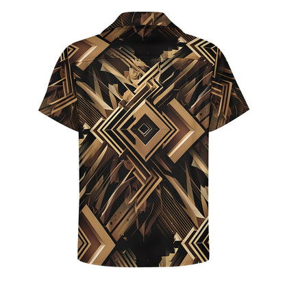 Metallic Maze - Cuban Collar Shirt - A Futuristic Fusion