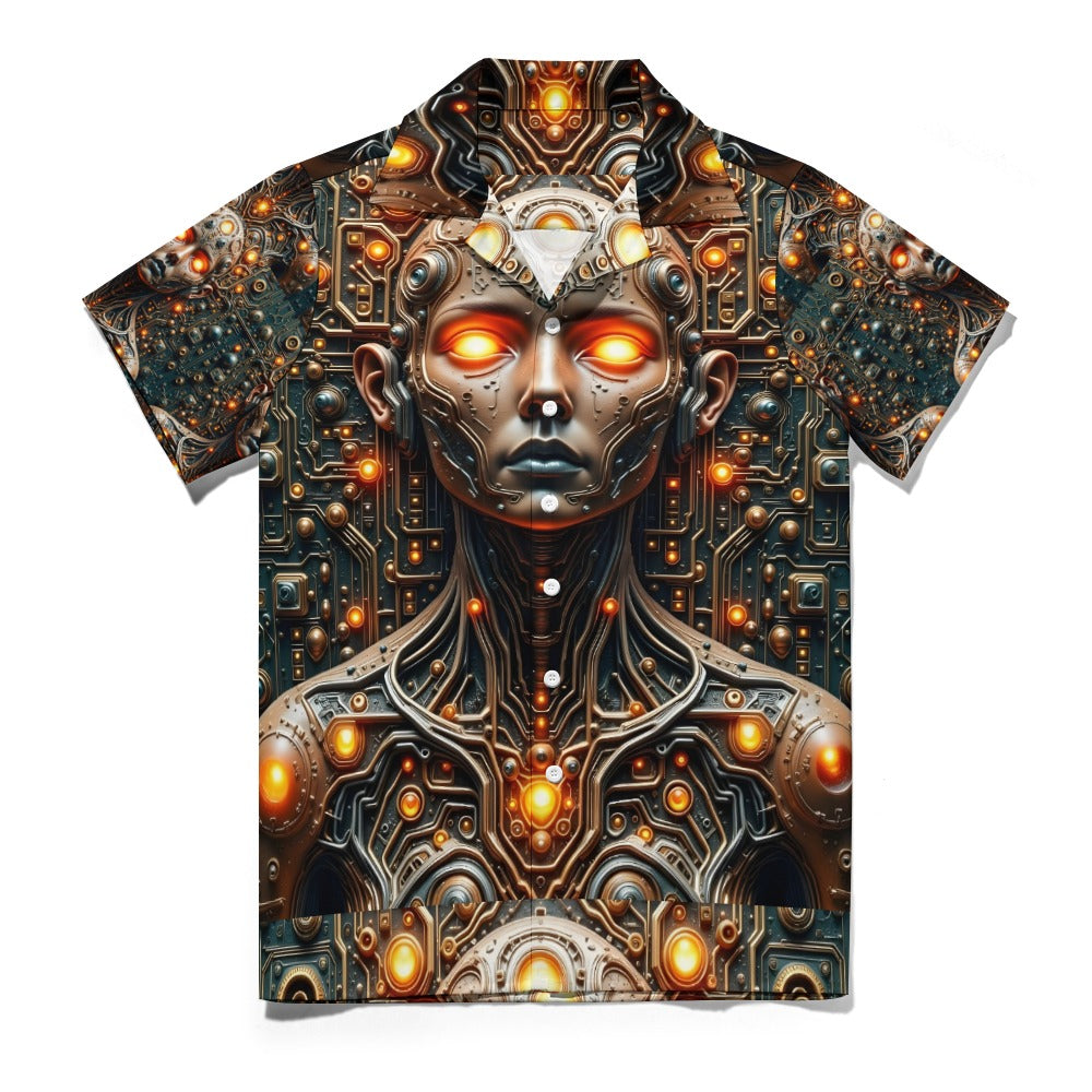 Circuit Soul - Cuban Collar Shirt - A Futuristic Fusion