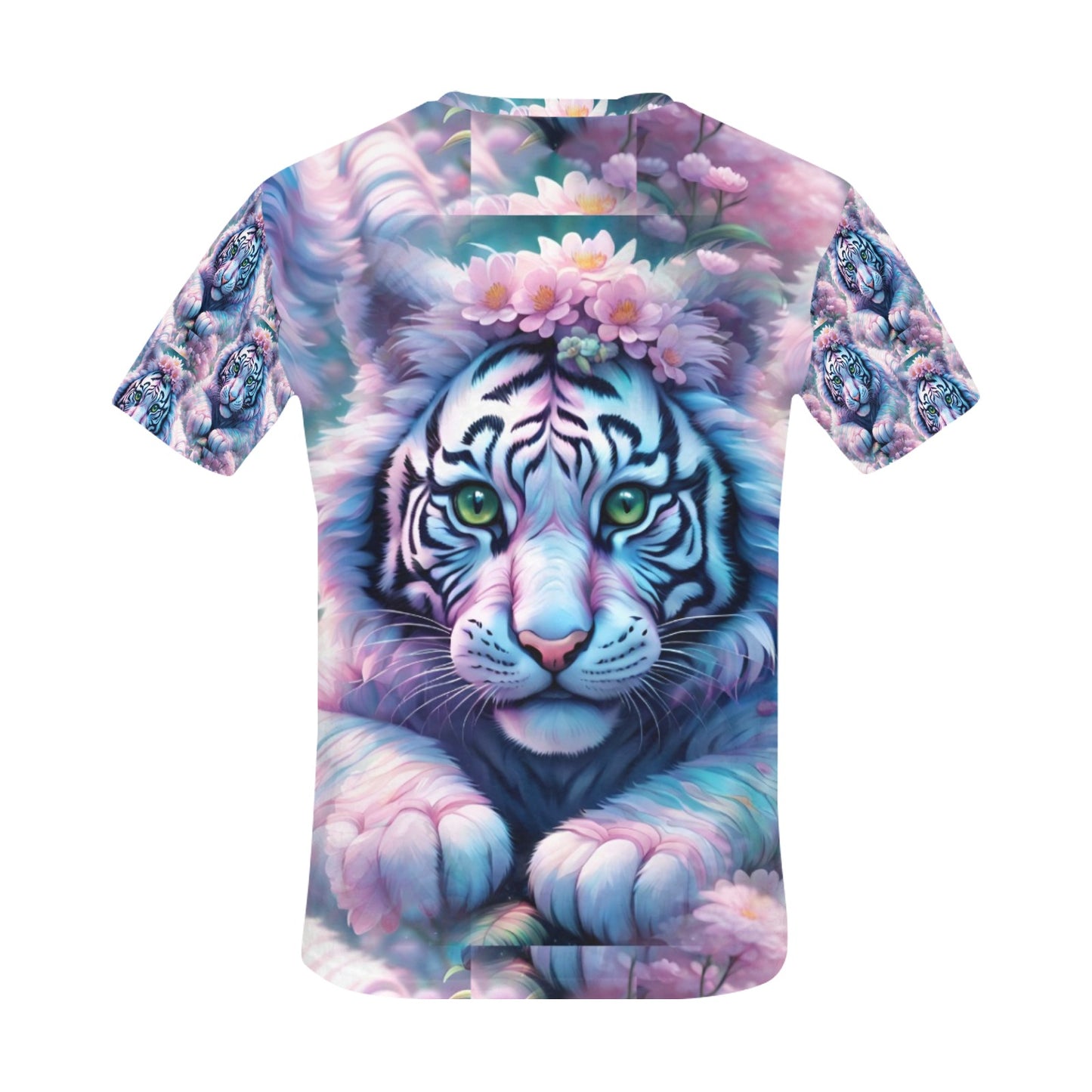 Adorable White Tiger - Unisex All Over Print Cherry Blossom T-Shirt