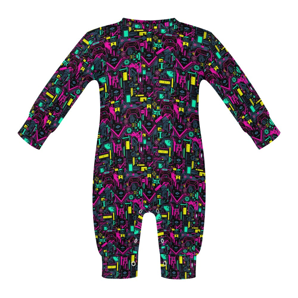 Game Over Galaxy Patterned Baby Onesie - A Futuristic Fashion Statement