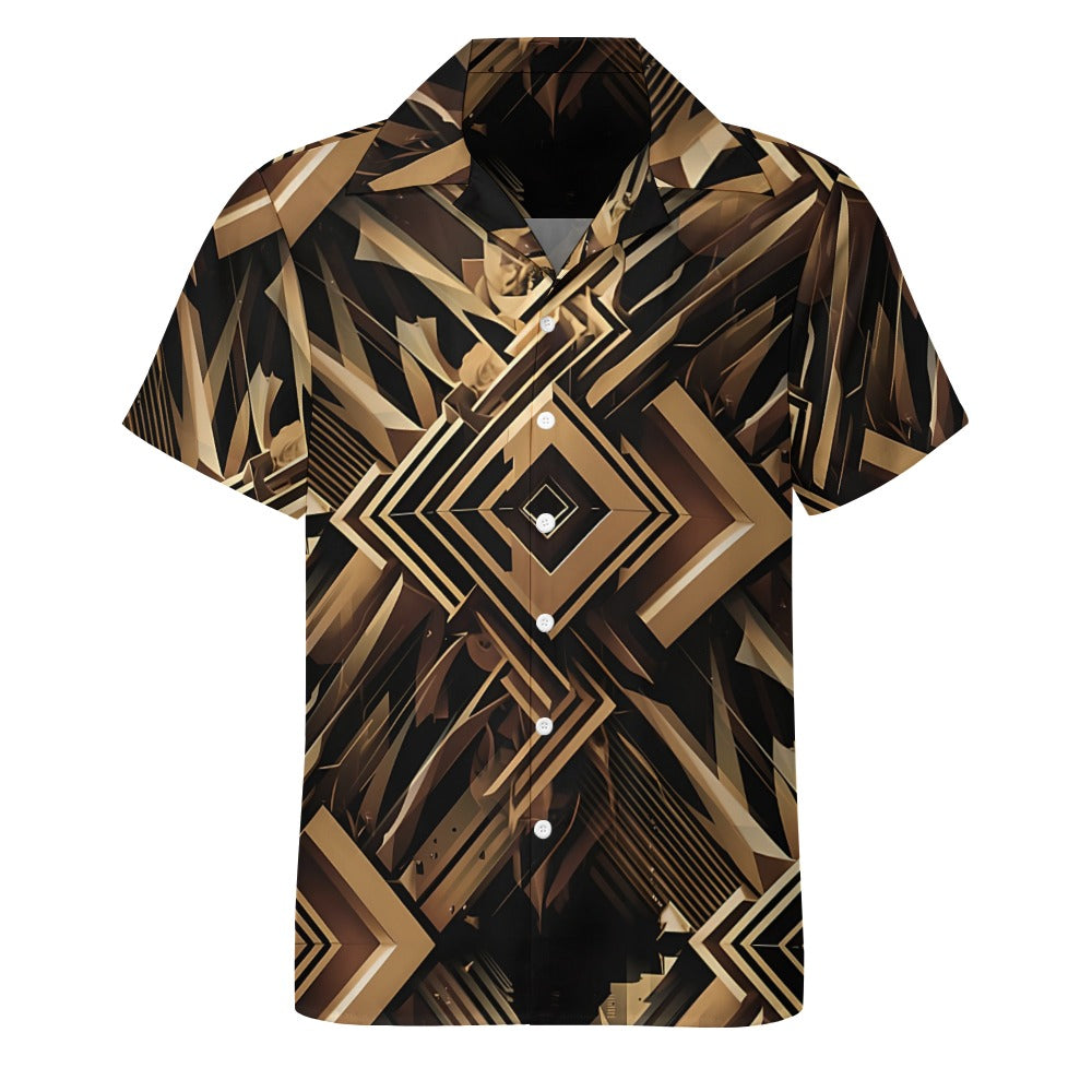 Metallic Maze - Cuban Collar Shirt - A Futuristic Fusion