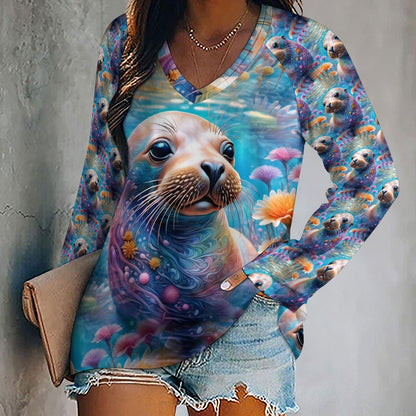 Adorable Sea Lion - Underwater Women's Tee