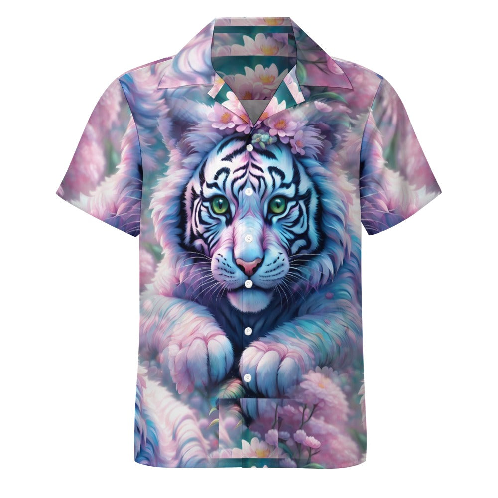 Adorable White Tiger - Cuban Collar Shirt