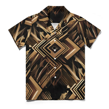 Metallic Maze - Cuban Collar Shirt - A Futuristic Fusion