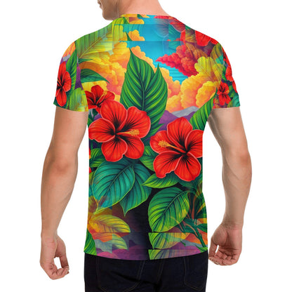 Hibiscus Haven - Unisex All Over Print Tropical Paradise T-Shirt