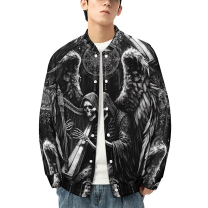 Harp of Shadows Gothic Baseball Jacket - A Haunting Harmony