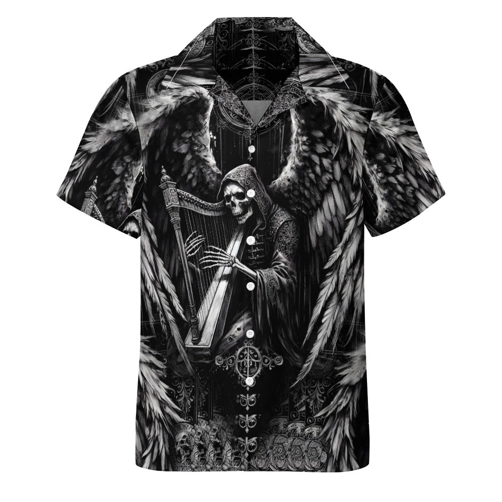 Harp of Shadows - Cuban Collar Shirt - A Dark, Mystical Melody