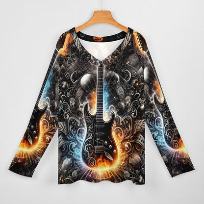 Guitar Galaxy: Where Music Meets the Cosmos Women's tee