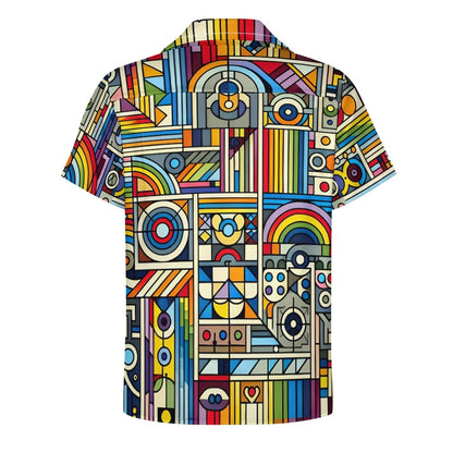 Rainbow Riot - Cuban Collar Shirt - A Vibrant Celebration